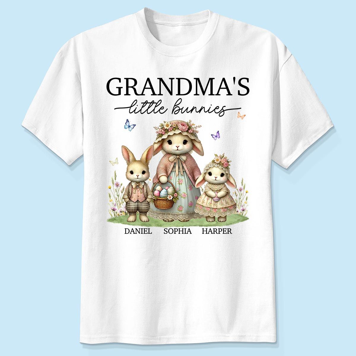 Vintage Grandma Bunny Easter Personalized Shirt