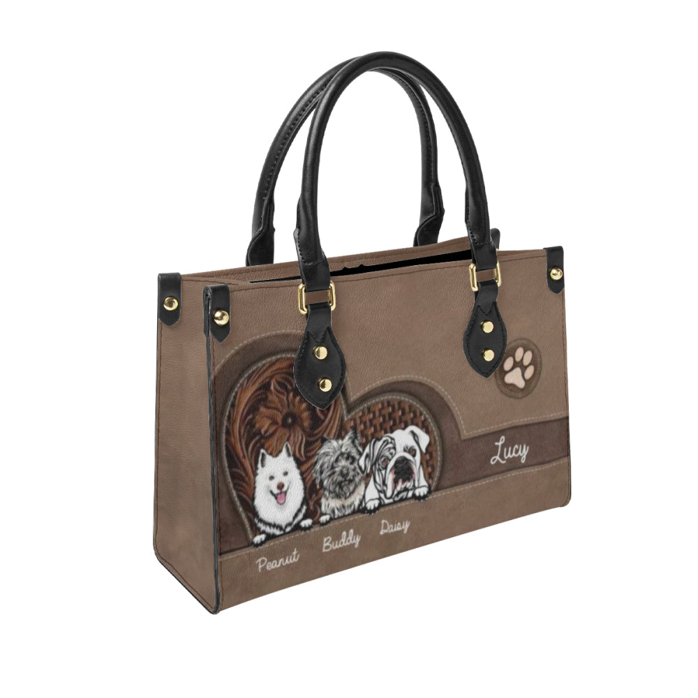Dog Personalized Leather Handbag, Personalized Gift for Dog Lovers, Dog Dad, Dog Mom