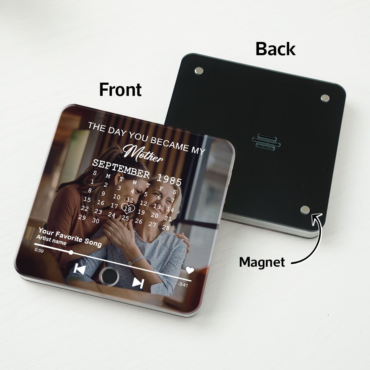 The Day You Became My Mom Custom Calendar Photo Upload Personalized Music Fridge Magnet, Birthday, Mother's Day, Just Because Gift for Mom
