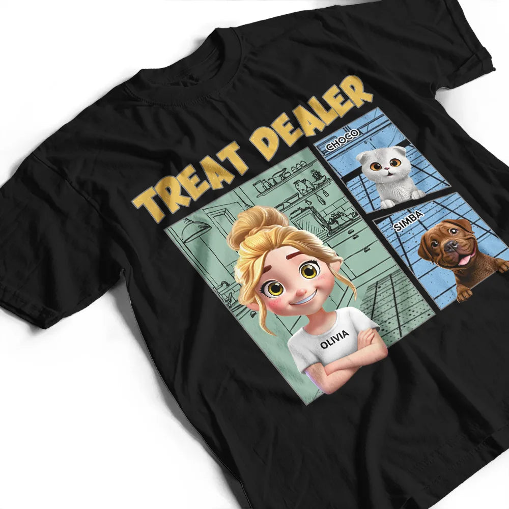More Color Funny Comic Pet Lover Treat Dealer Cute Dog Cat - Personalized T Shirt