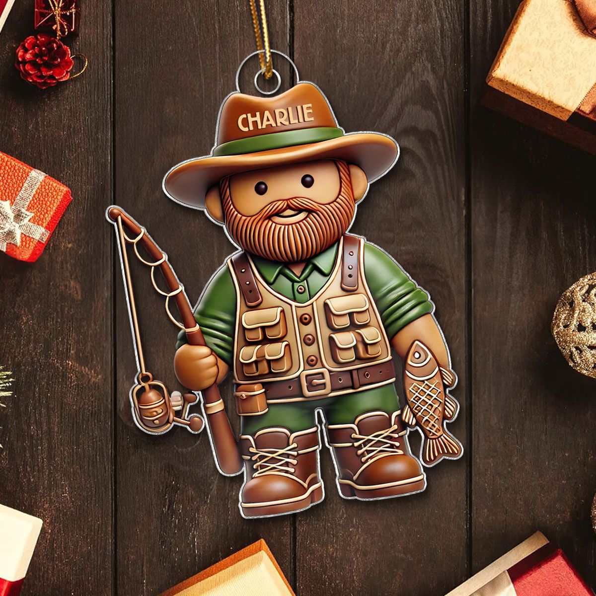 Fisherman Christmas Personalized Acrylic Ornament, Funny Christmas Gift For Fishers, Fishing Lovers