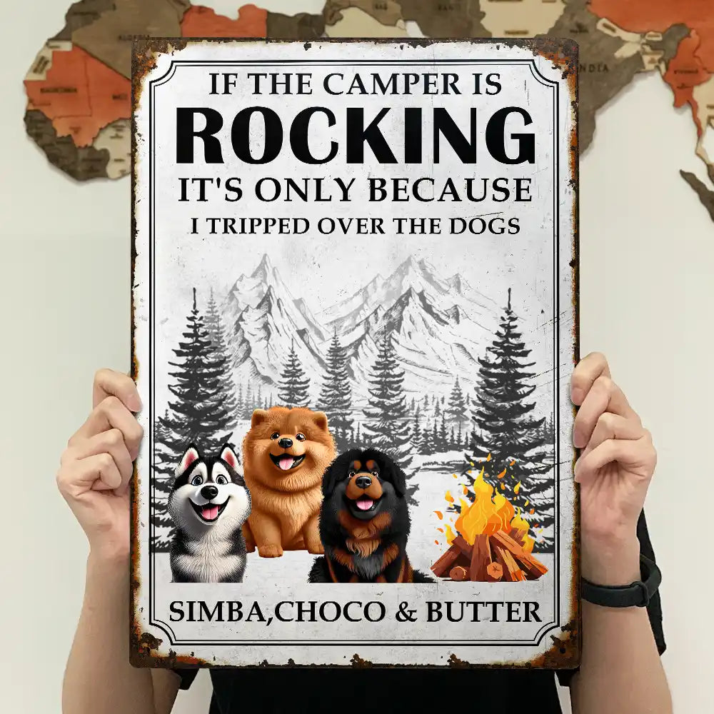 It's Only Because I Tripped Over The Dog Funny Camping - Personalized Classic Metal Signs