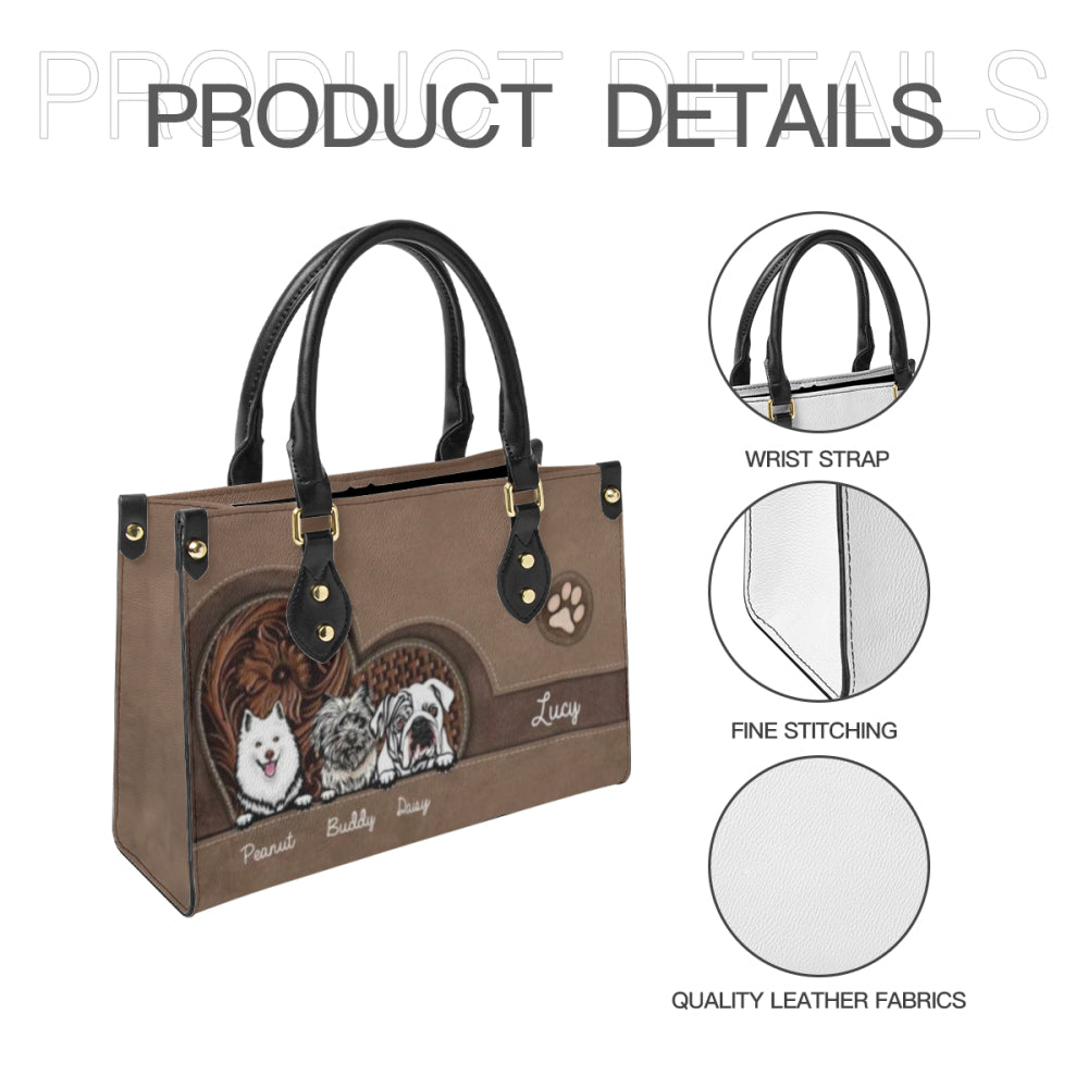 Dog Personalized Leather Handbag, Personalized Gift for Dog Lovers, Dog Dad, Dog Mom