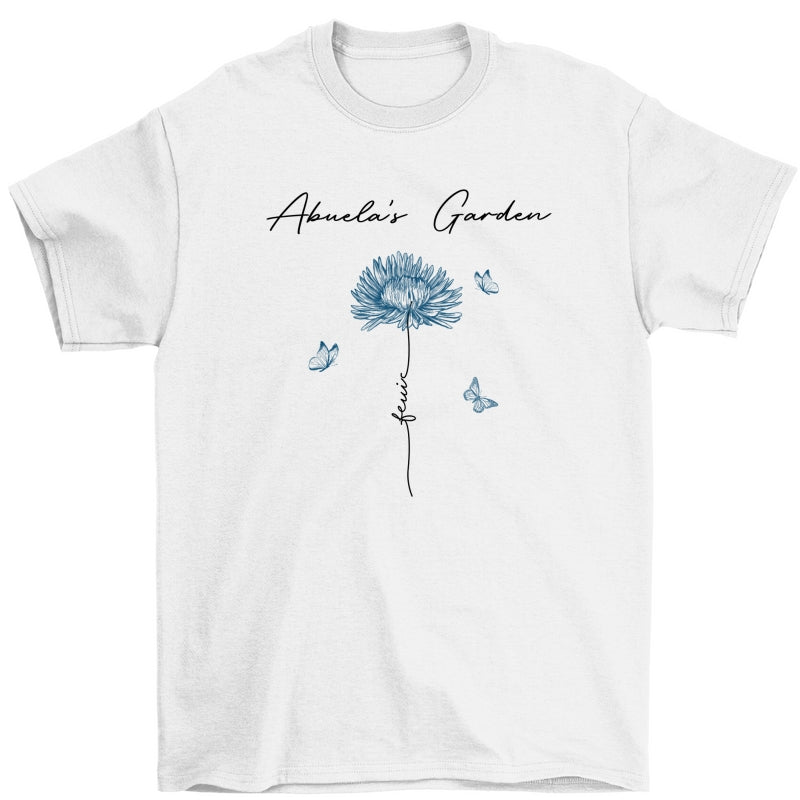 Grandma's Garden Retro Vintage Birthmonth Flowers Personalized Shirt, Grandkids Names Floral Gift for Grandma, Mom