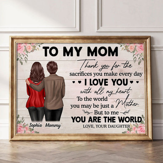 To My Mom From Daughter Happy Mother's Day Personalized Canvas, Mother's Day Gift For Mom