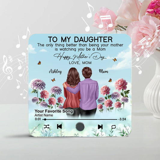 To My Daughter From Mom Happy Mother's Day Birth Flower Personalized Music Fridge Magnet, Mother's Day Gift For Daughter
