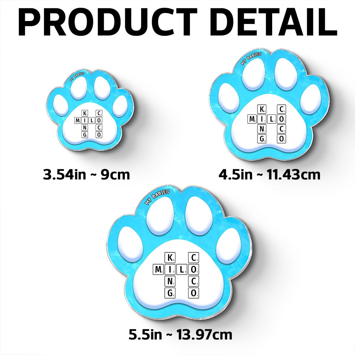Dog Cat Pet Names Crossword Puzzle Art Personalized Paw Shaped Acrylic Fridge Magnet