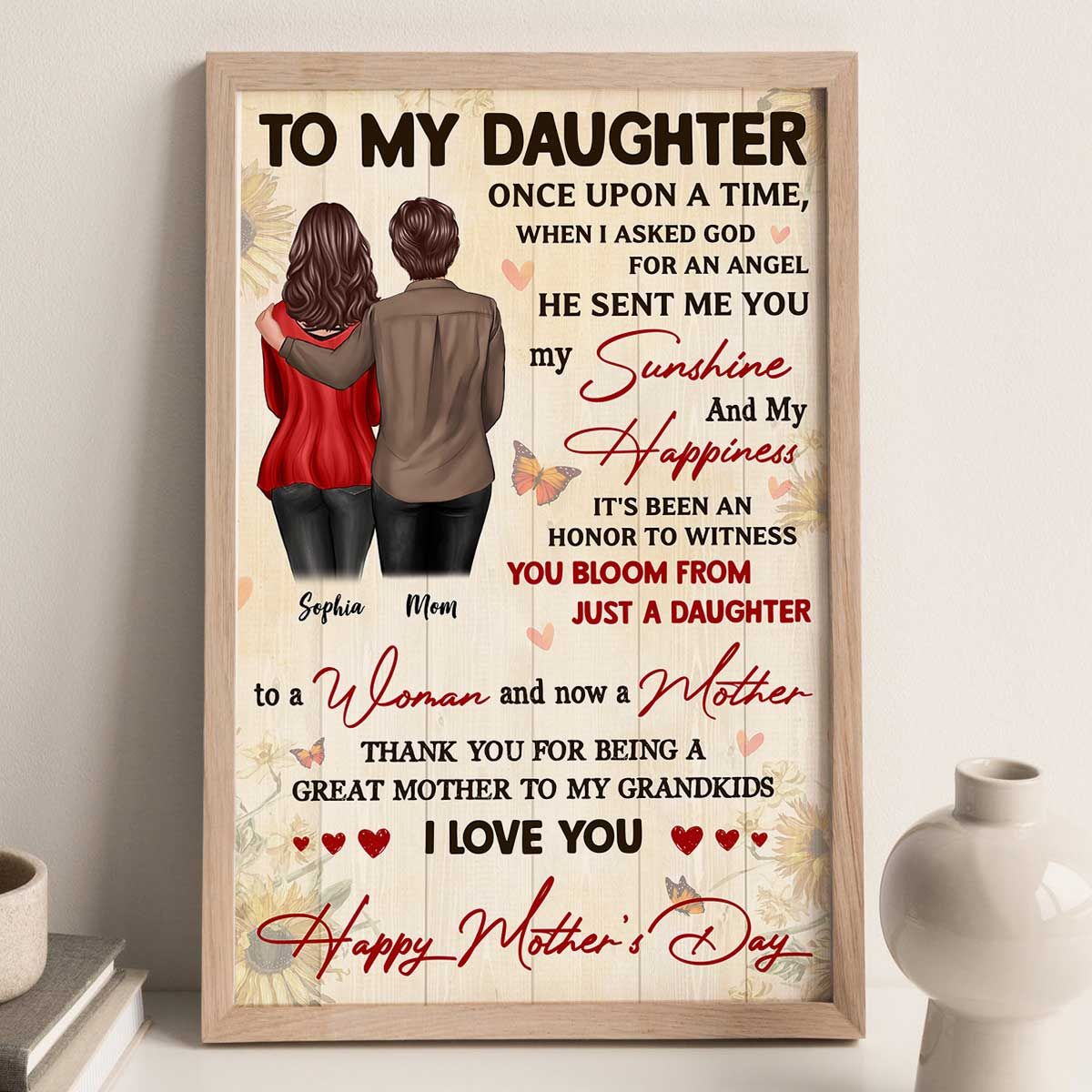 Watching You Be A Mom Happy Mother's Day From Mom Personalized Canvas, Mother's Day Gift For Daughter