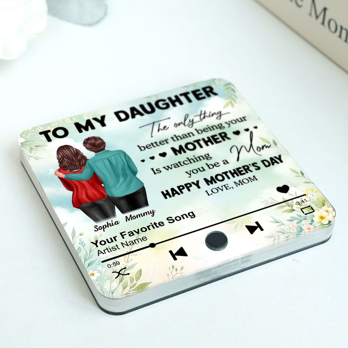 To My Daughter From Mom Personalized Music Fridge Magnet, Heartfelt 2025 Mother's Day Gift For Daughter