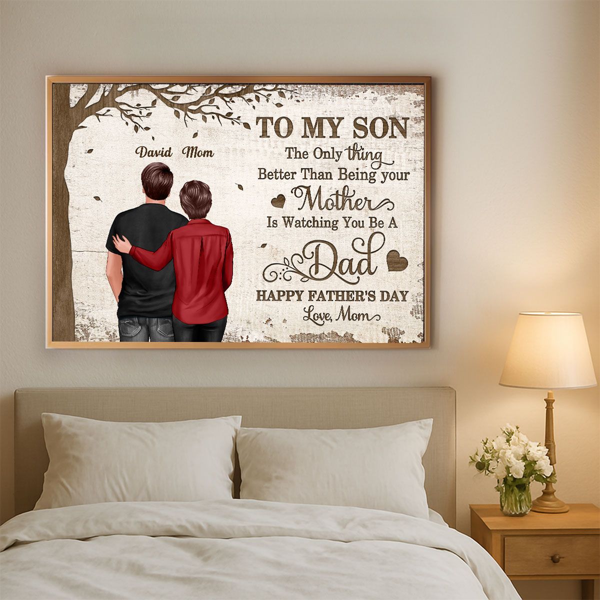 Under Tree To My Son From Mom Happy Father's Day Personalized Canvas