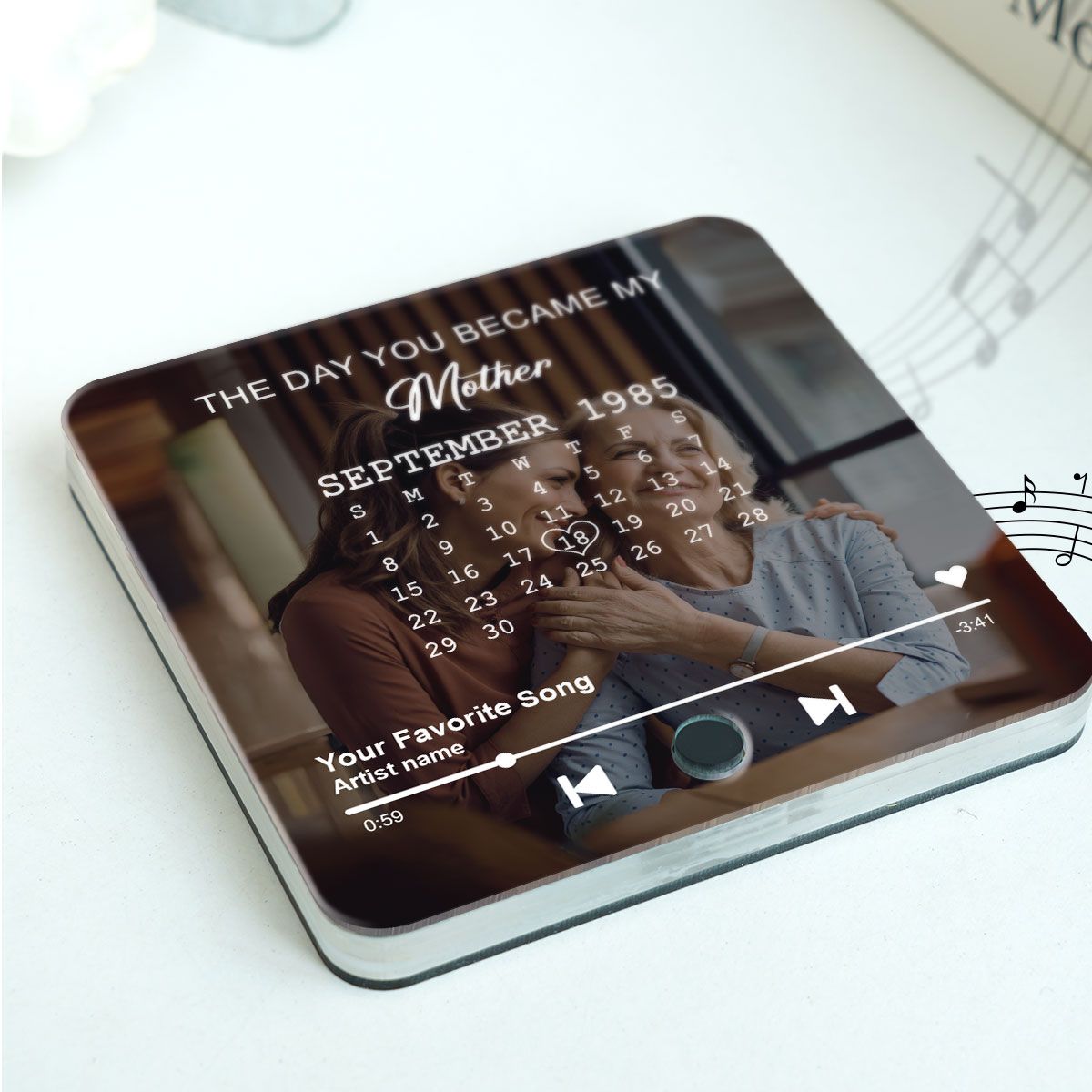 The Day You Became My Mom Custom Calendar Photo Upload Personalized Music Fridge Magnet, Birthday, Mother's Day, Just Because Gift for Mom