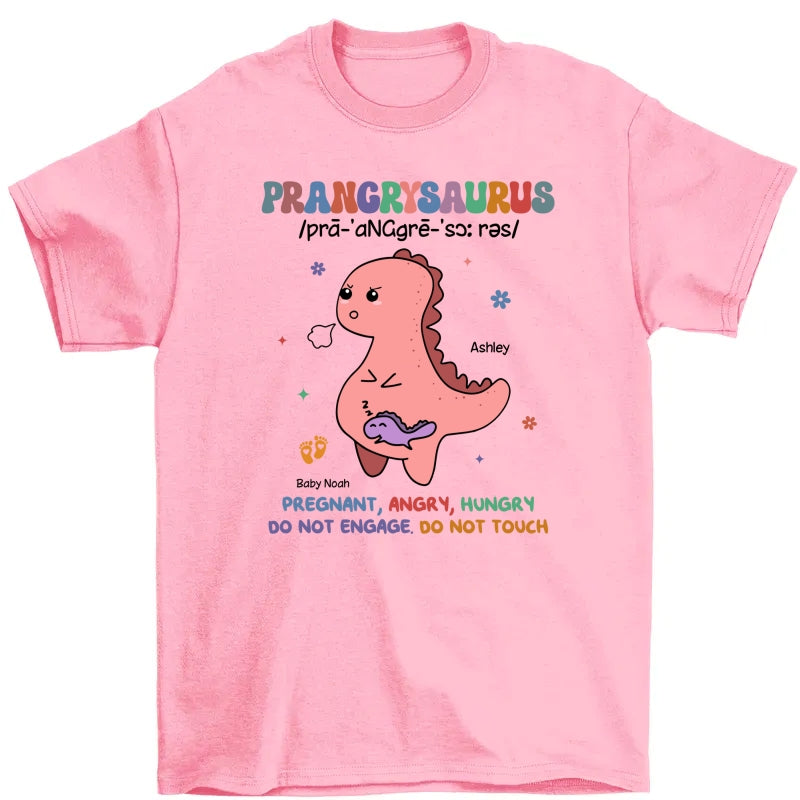 Prangrysaurus Retro Style Personalized Shirt, Custom Pregnancy Reveal Shirt, Mother's Day Gift For Expecting Moms