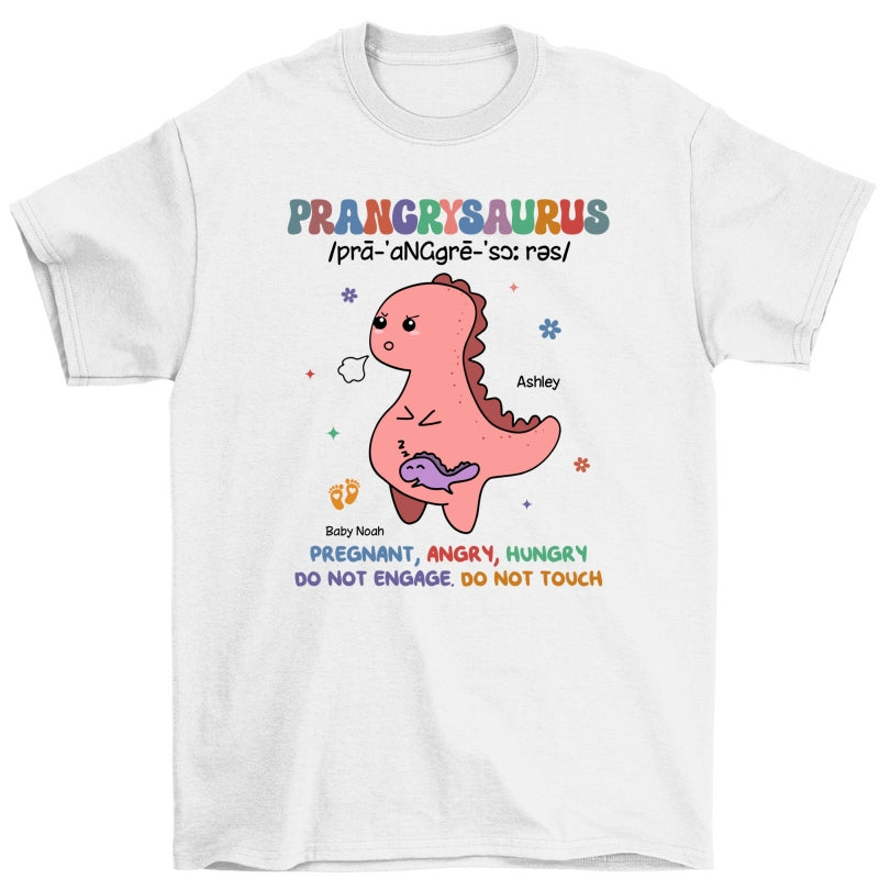 Prangrysaurus Retro Style Personalized Shirt, Custom Pregnancy Reveal Shirt, Mother's Day Gift For Expecting Moms