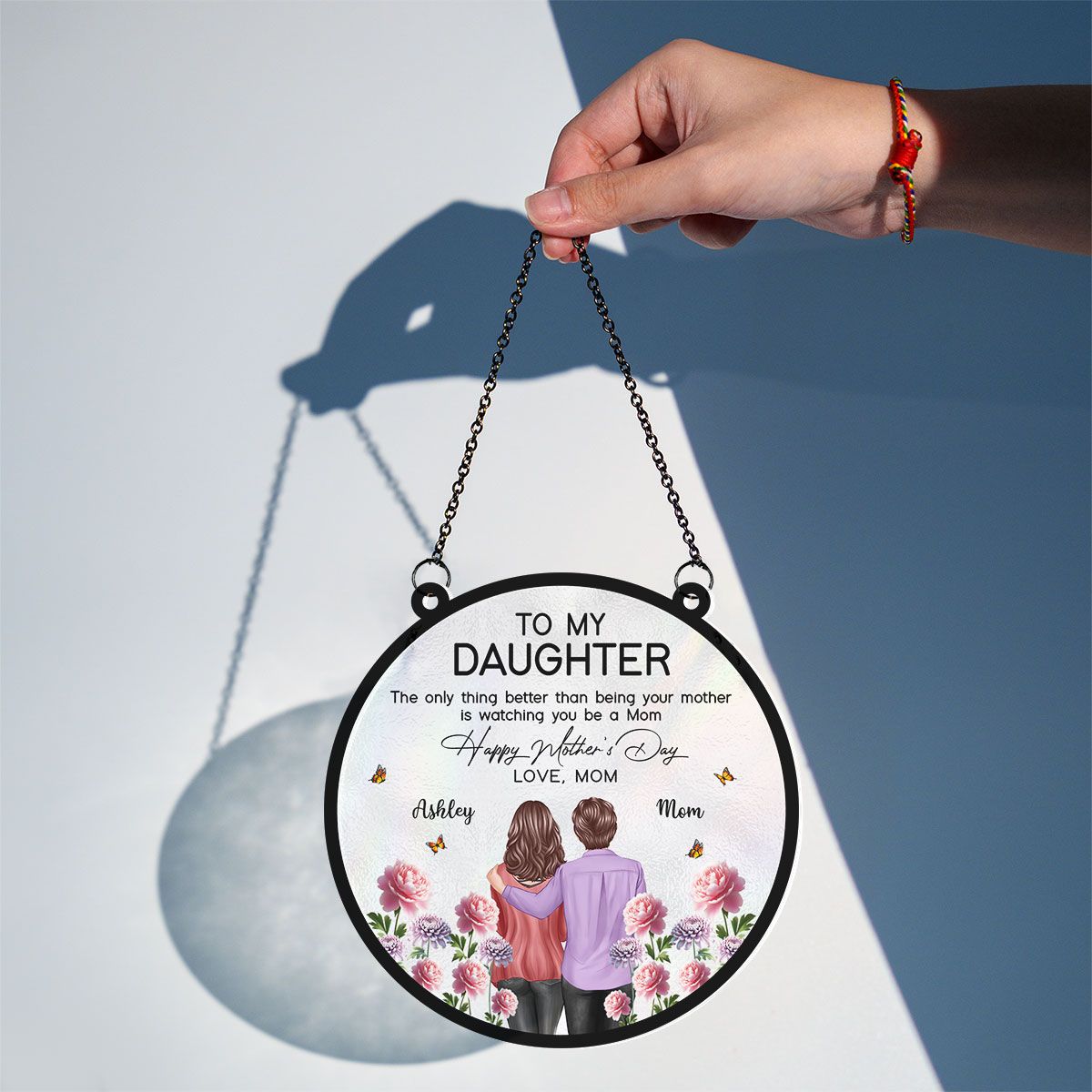 To My Daughter From Mom Happy Mother's Day Birth Flower Personalized Suncatcher, Mother's Day Gift For Daughter