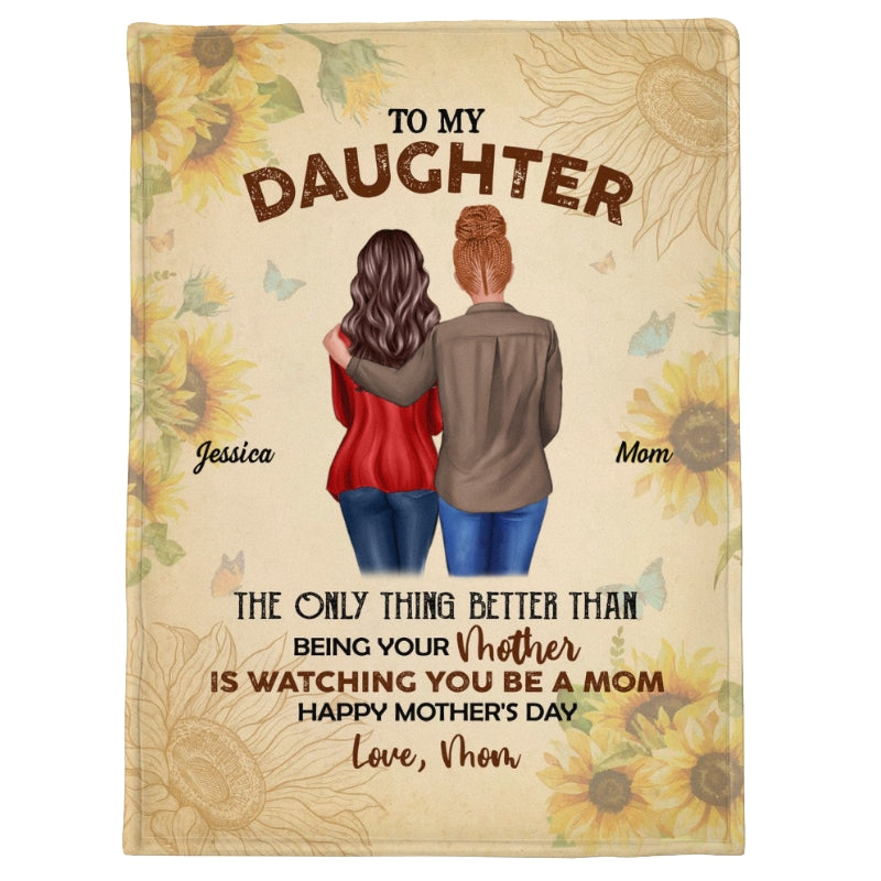 To My Daughter From Mom Happy Mother's Day Personalized Fleece Blanket, Mother's Day Gift For Daughter