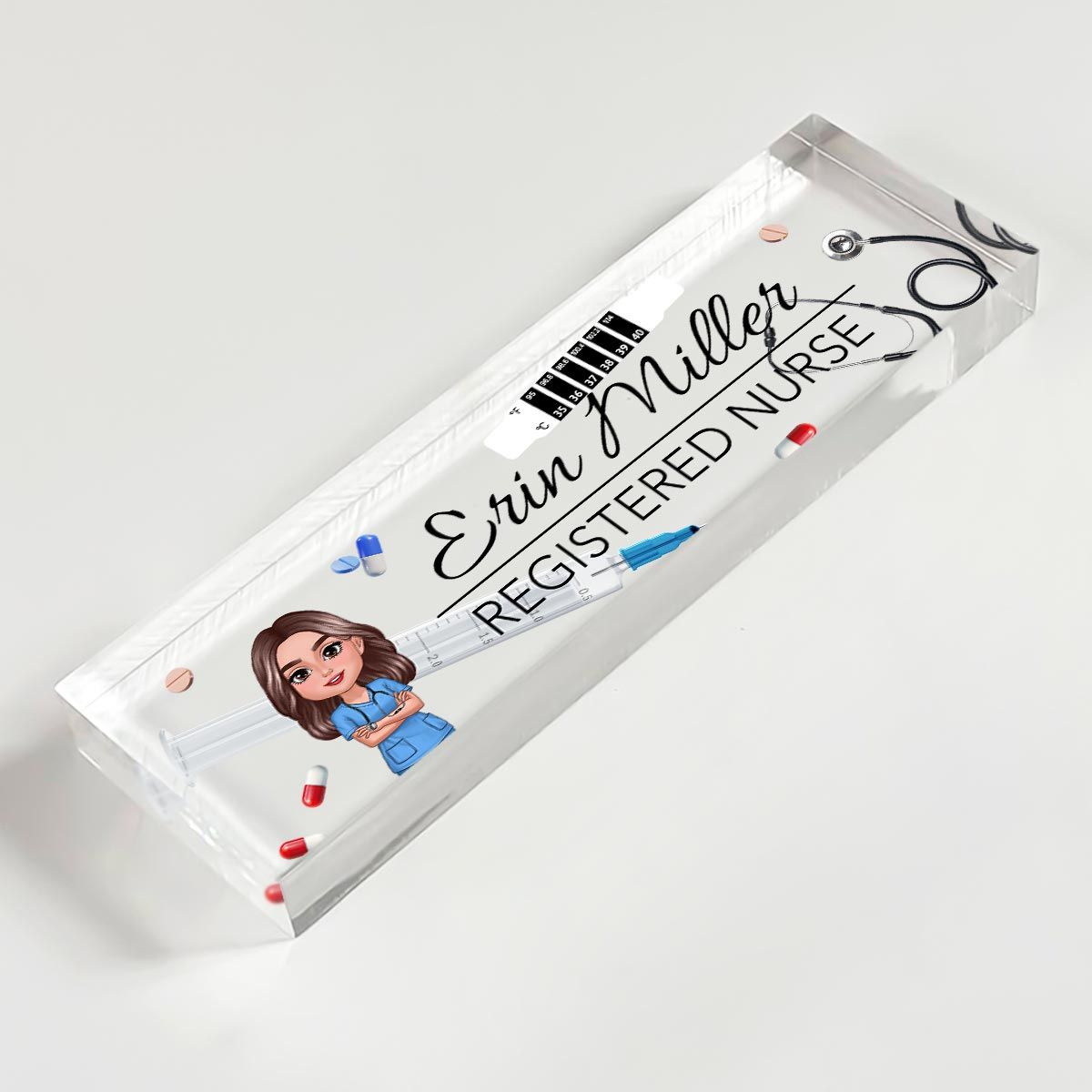 Nurse Things Personalized Acrylic Desk Name Plate, Gift For Nurse, Doctors, EMS, Healthcare Workers