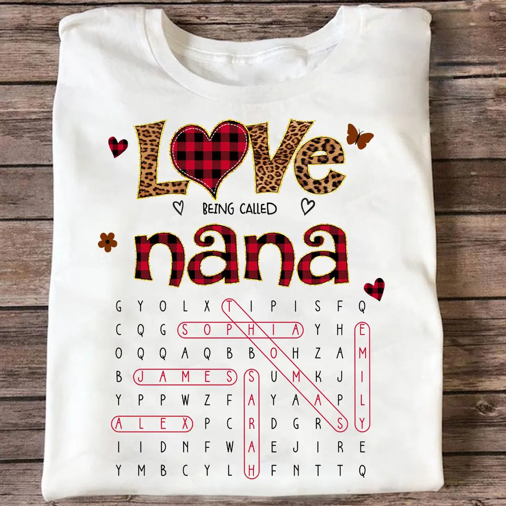 Love Being Called Grandma Leopard Pattern Word Search Puzzle - Personalized Shirt - Mother's Day Gift For Grandma Mom