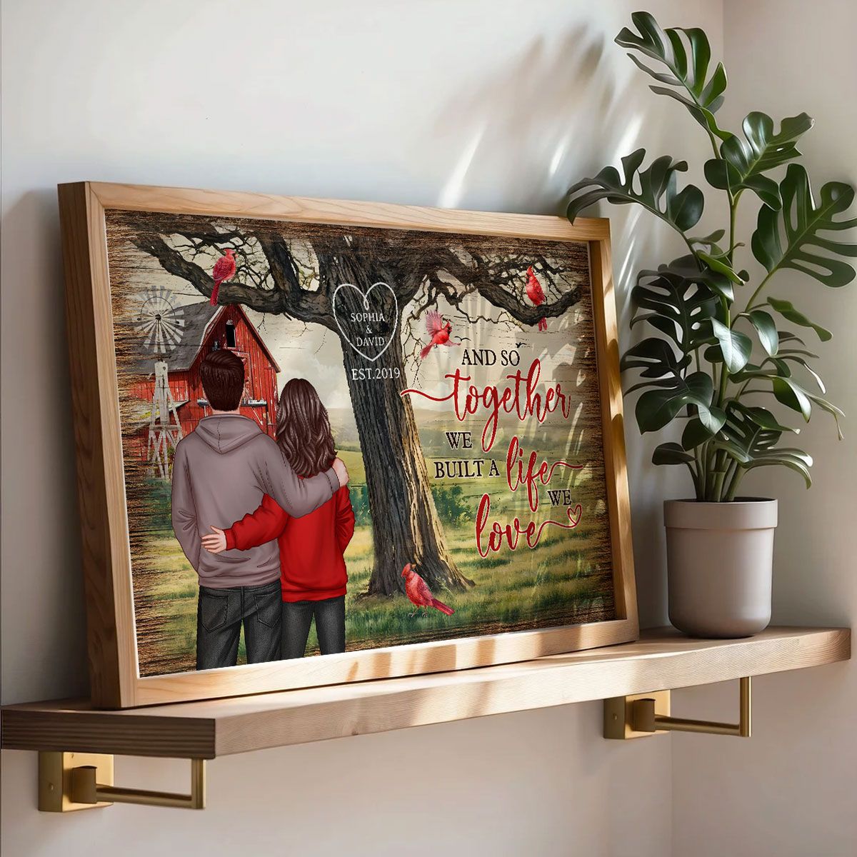 Personalized Couples Tree Large Farmhouse Canvas Wall Art, Valentine's Day Gift, Anniversary Gift For Couples, For Him, For Her
