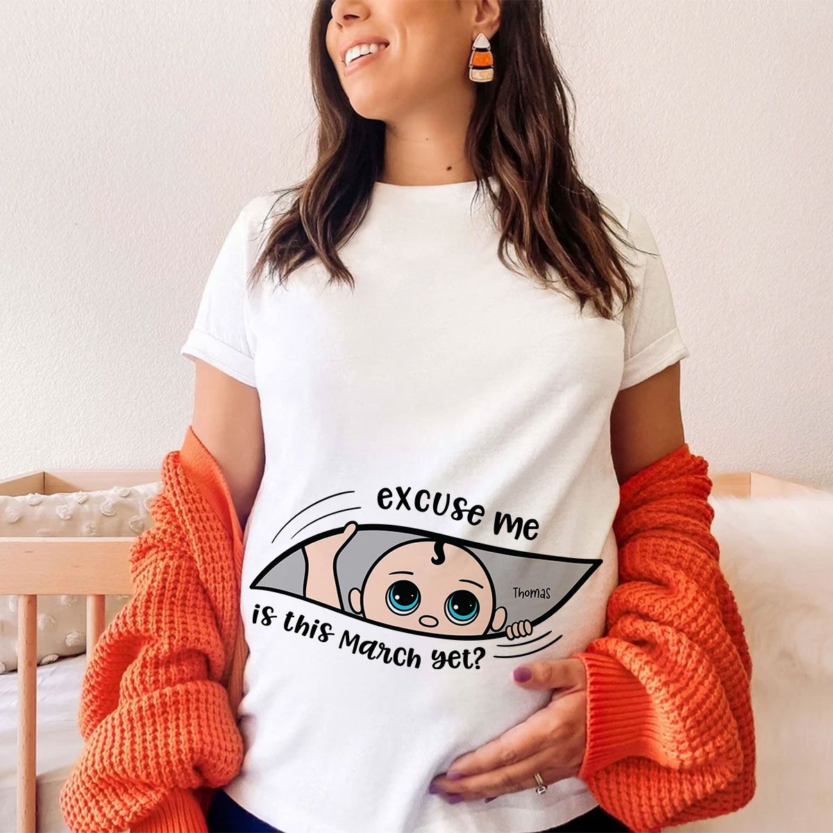 Personalized Maternity Dark Shirt, Excuse Me Is It Yet, Pregnancy Announcement, Expecting Parents