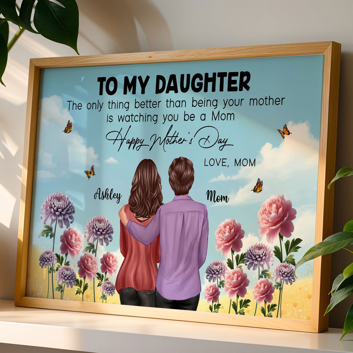 To My Daughter From Mom Happy Mother's Day Birth Flower Personalized Canvas, Mother's Day Gift For Daughter