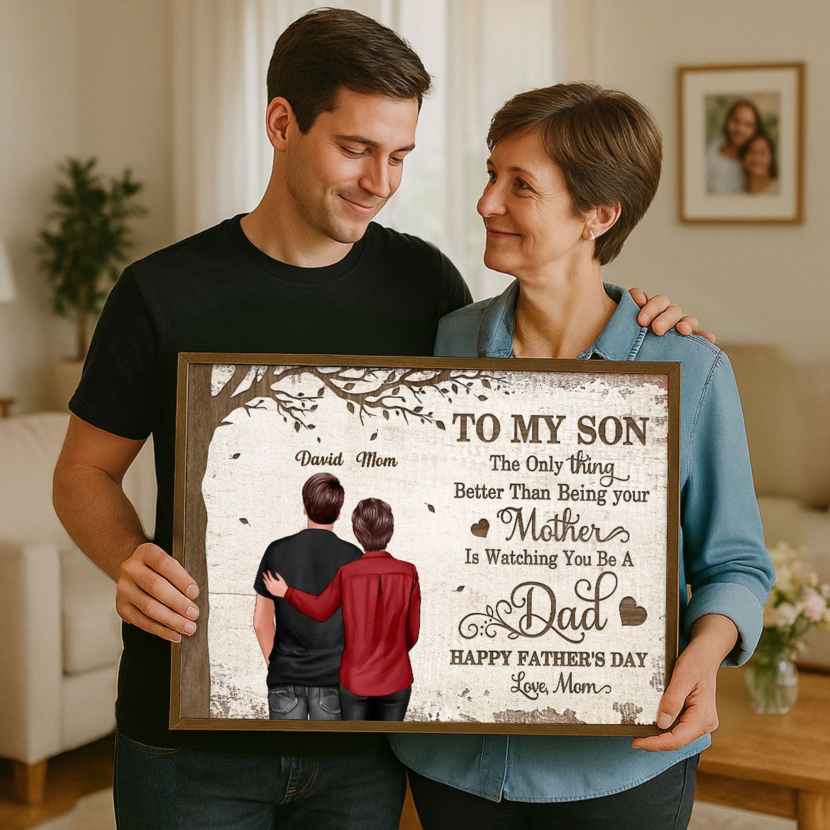 Under Tree To My Son From Mom Happy Father's Day Personalized Canvas