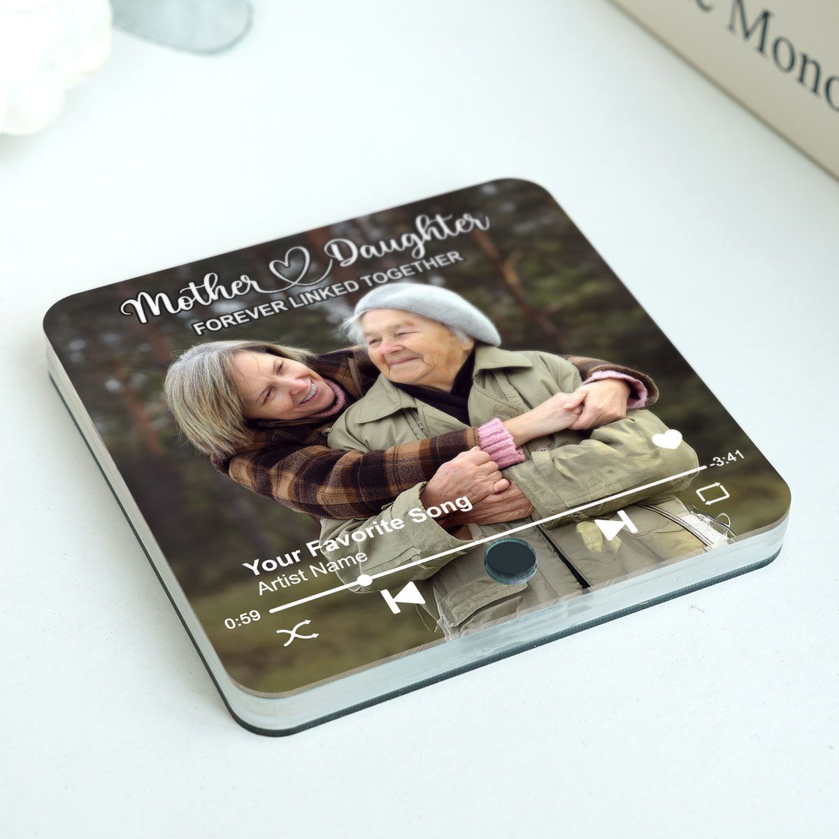 Mother & Daughters Sons Forever Linked Together Upload Photo Personalized Music Fridge Magnet, Heartfelt Mother's Day Gift , Birthday Gift For Mom