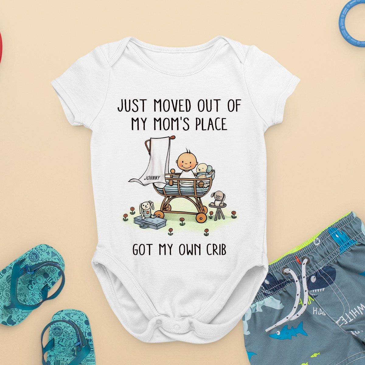 Just Moved Out Of My Mom's Place Got My Own Crib Personalized Baby Onesie