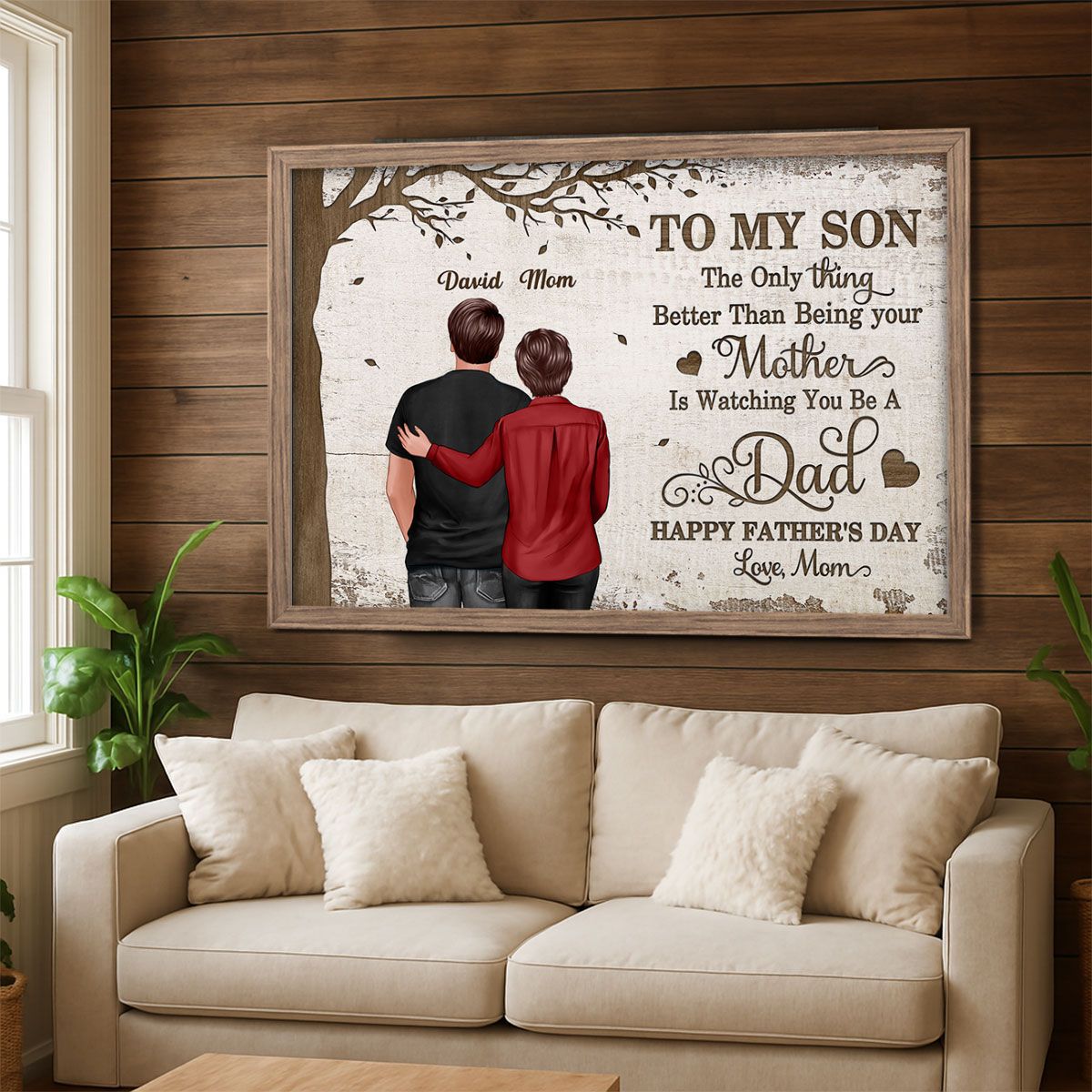Under Tree To My Son From Mom Happy Father's Day Personalized Canvas