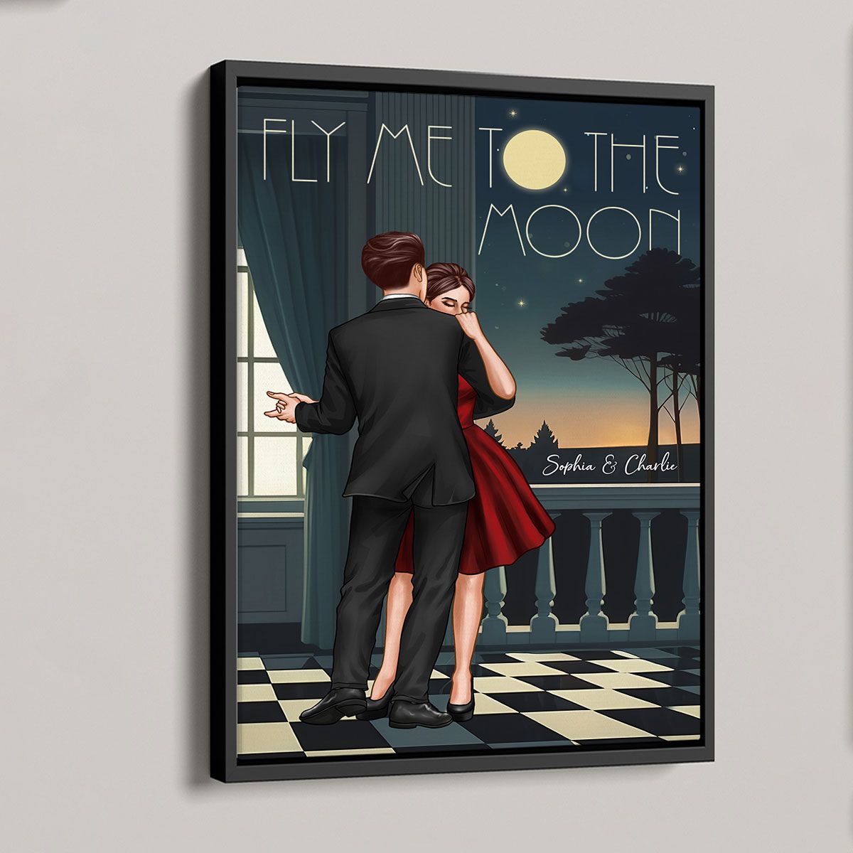 Couple Dancing In Moonlight Couple Anniversary Gift Personalized Poster