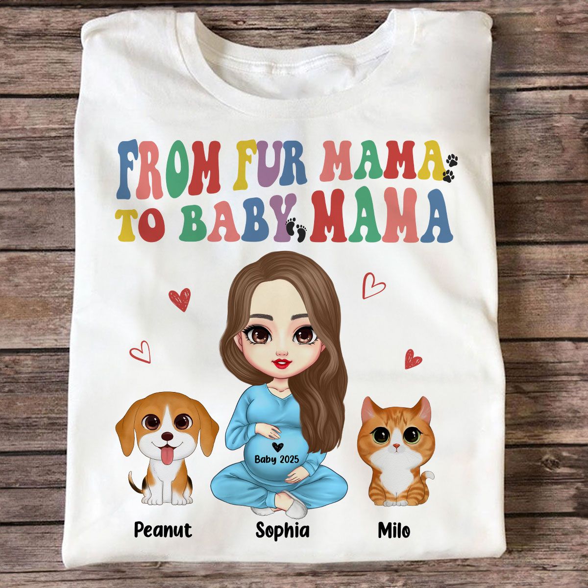 From Fur Mama To Baby Mama Personalized Shirt, Dog Mom Cat Mom, Custom Pregnancy Reveal Shirt, Mother's Day Gift For Expecting Moms