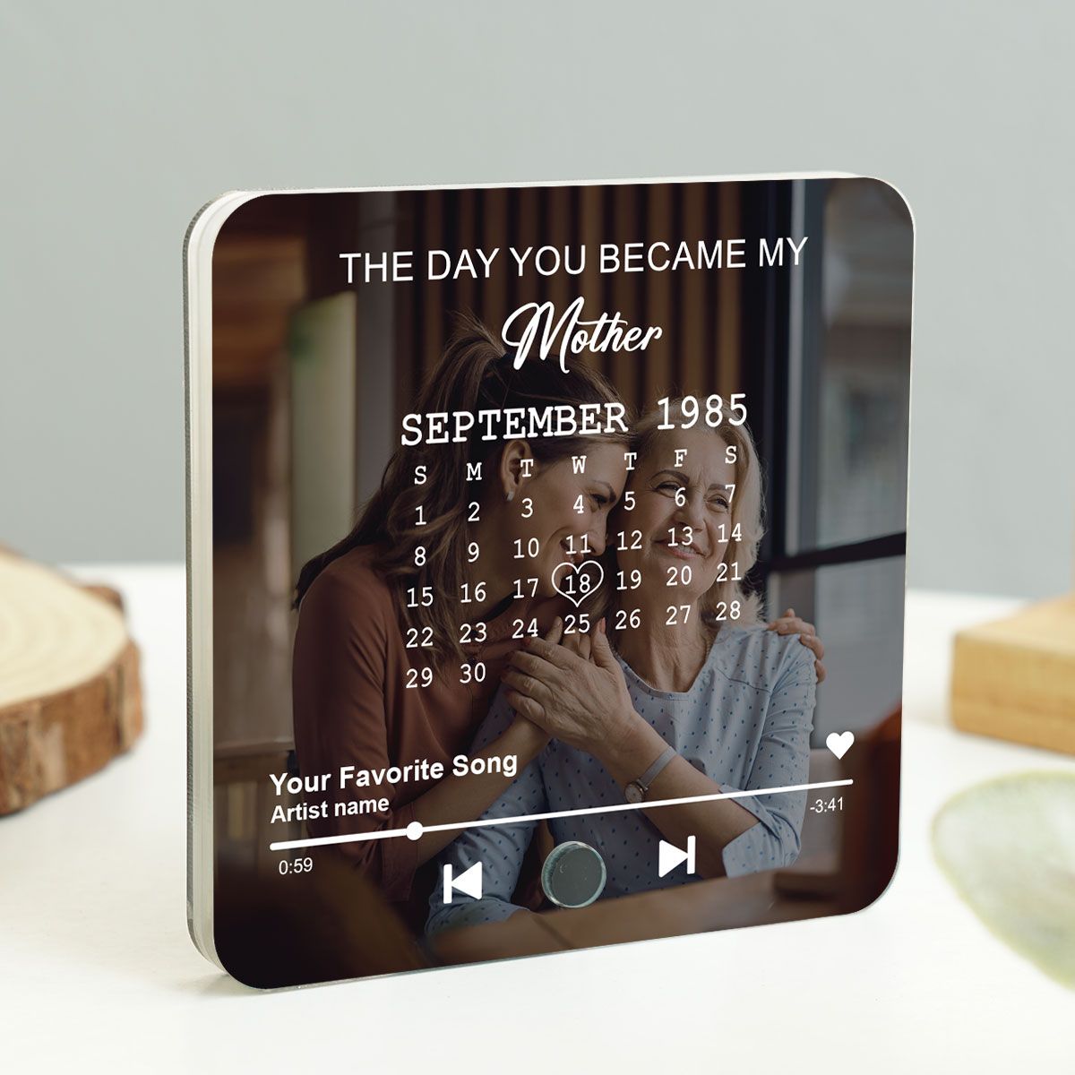 The Day You Became My Mom Custom Calendar Photo Upload Personalized Music Fridge Magnet, Birthday, Mother's Day, Just Because Gift for Mom