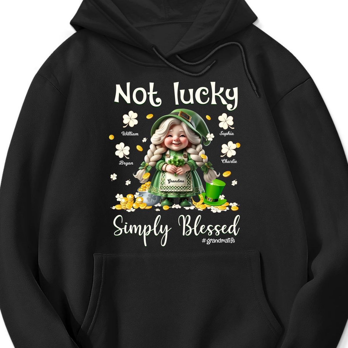 St. Patrick's Day Not Lucky Simply Bless Gnome Grandma Personalized Shirt