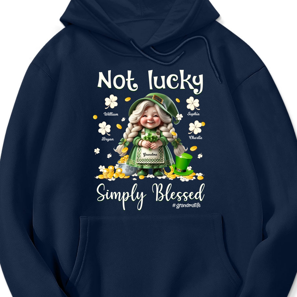 St. Patrick's Day Not Lucky Simply Bless Gnome Grandma Personalized Shirt