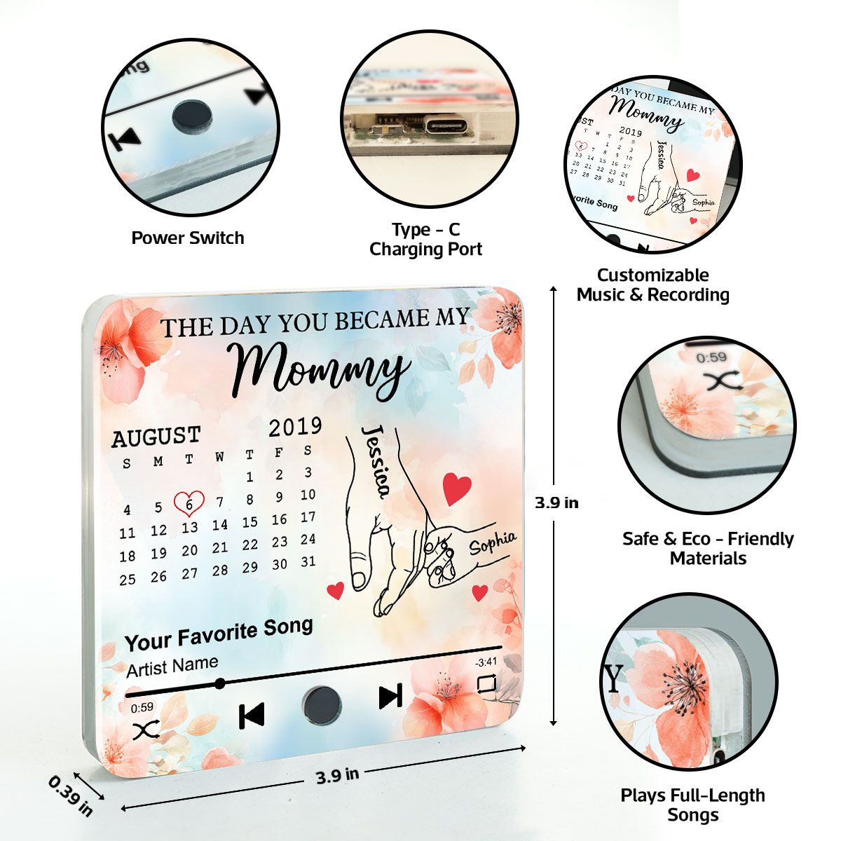 The Day You Became My Mom Grandma Custom Calendar Personalized Music Fridge Magnet, Birthday, Mother's Day, Just Because Gift for Mom, Grandma