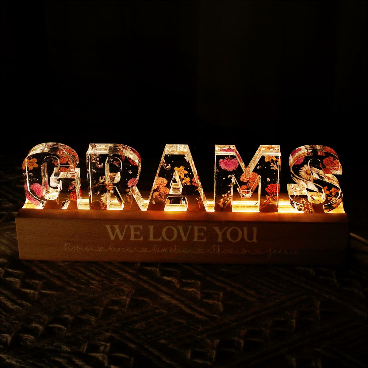 Custom Flower Printed LED Night Light, Birth Month Flower, Mother's Day Gift For Mom, For Grandma, For Wife