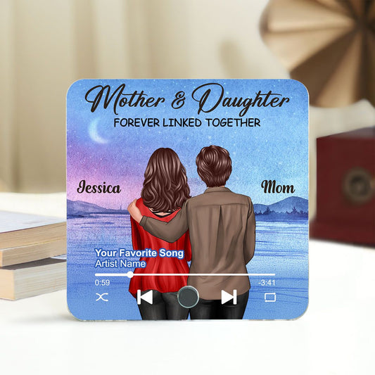 Beautiful Landscape Mother & Daughter Forever Linked Together Personalized Music Fridge Magnet, Heartfelt Mother's Day Gift For Mom, Gift For Daughter