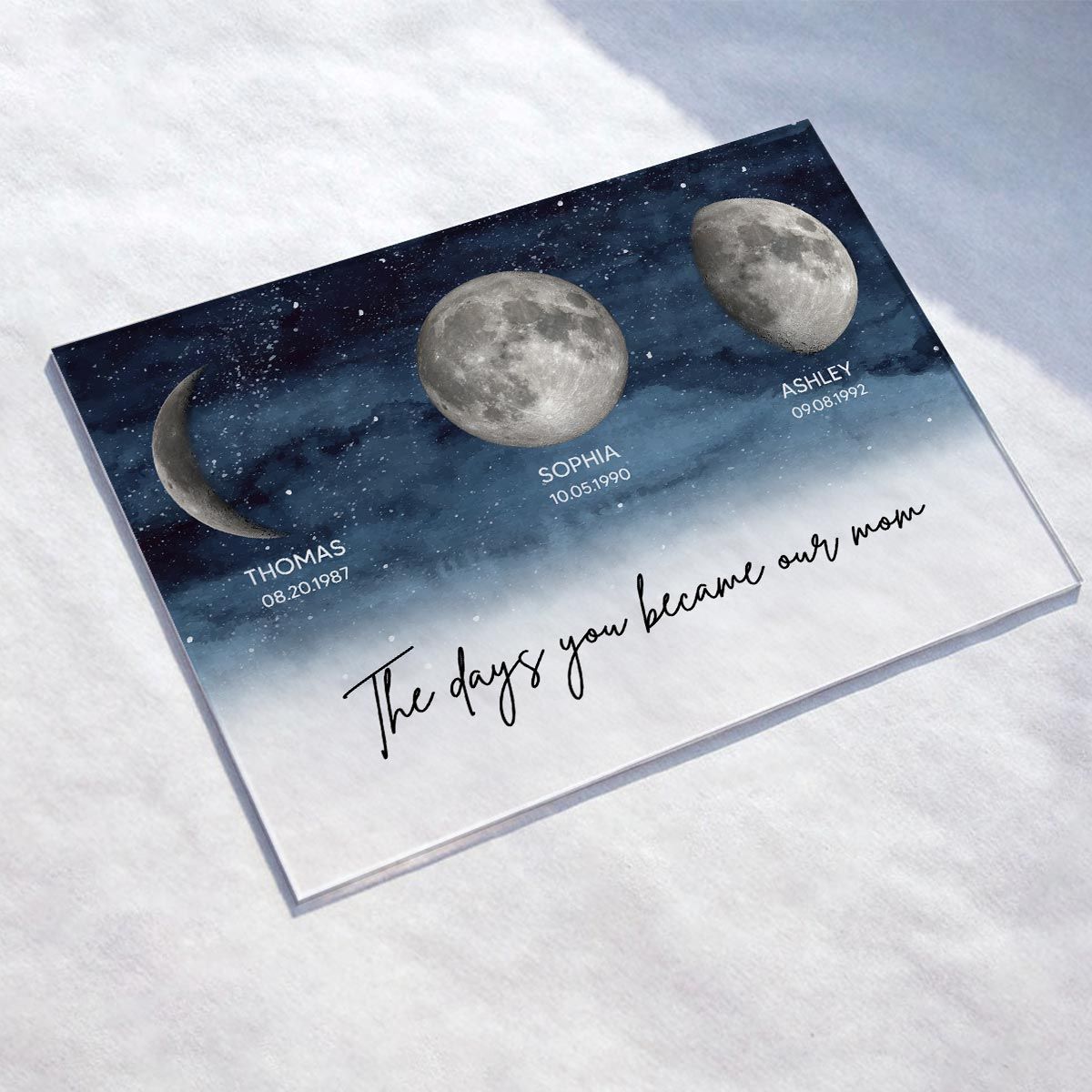 Starry Night Custom Birth Moon Phase The Day You Became Our Mom Personalized Acrylic Plaque