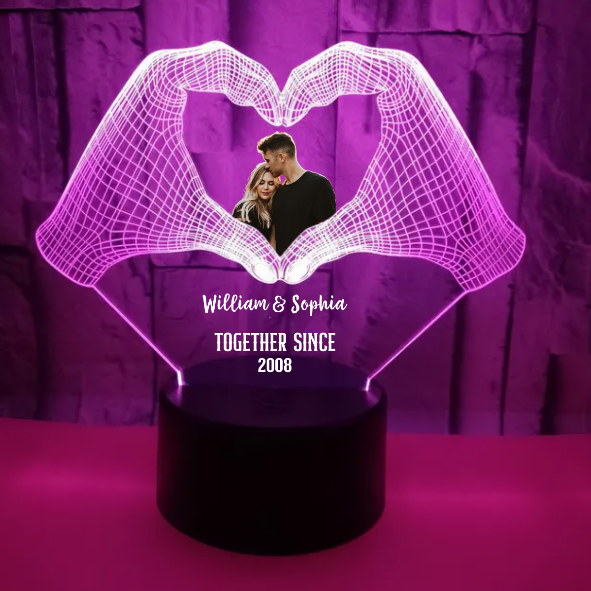 Personalized Photo LED Lights, 16 Colors Variable Couple Bedside Lamps, Valentine's Day, Wedding Anniversary Couple Gift
