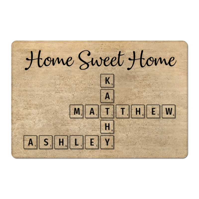 Home Sweet Home Crossword Puzzle Art Personalized Doormat