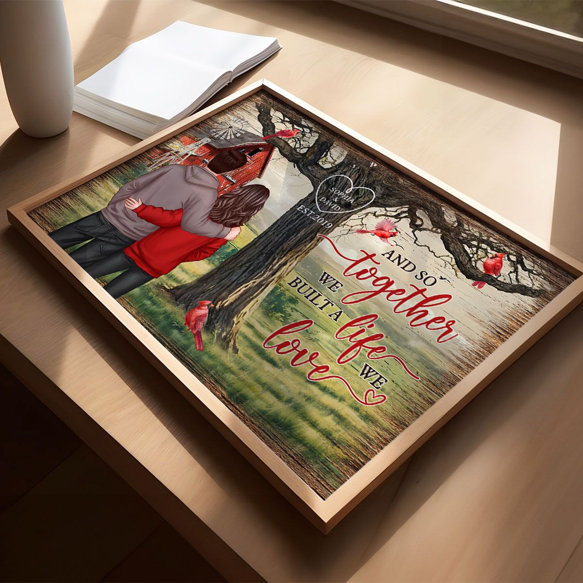 Personalized Couples Tree Large Farmhouse Canvas Wall Art, Valentine's Day Gift, Anniversary Gift For Couples, For Him, For Her