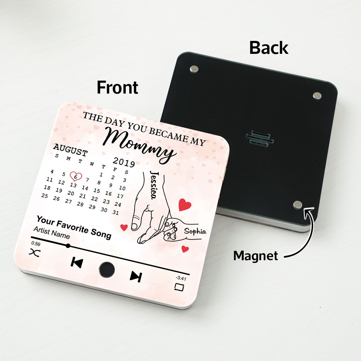 The Day You Became My Mom Grandma Custom Calendar Personalized Music Fridge Magnet, Birthday, Mother's Day, Just Because Gift for Mom, Grandma