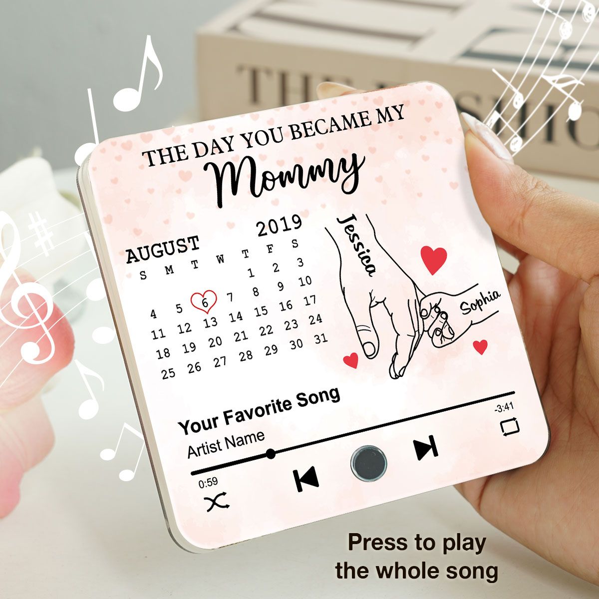 The Day You Became My Mom Grandma Custom Calendar Personalized Music Fridge Magnet, Birthday, Mother's Day, Just Because Gift for Mom, Grandma