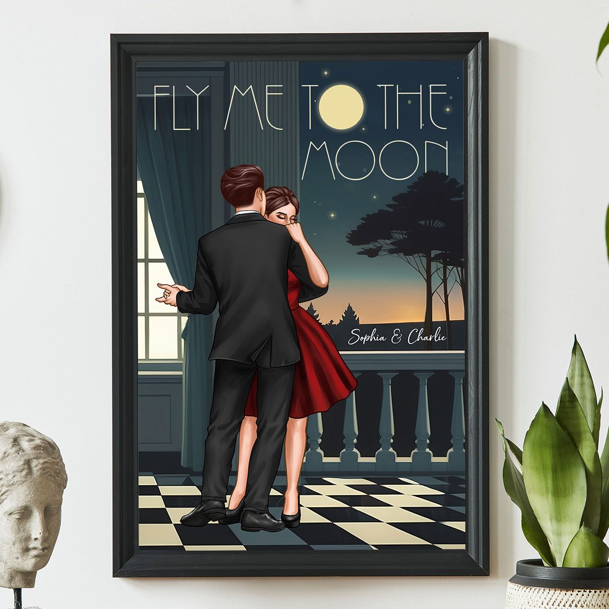 Couple Dancing In Moonlight Couple Anniversary Gift Personalized Poster