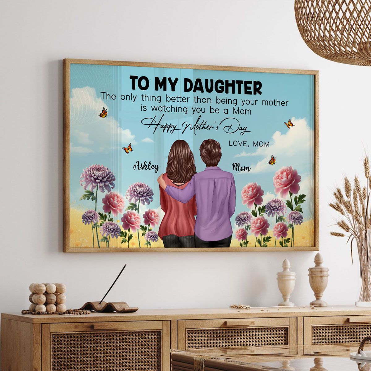 To My Daughter From Mom Happy Mother's Day Birth Flower Personalized Canvas, Mother's Day Gift For Daughter