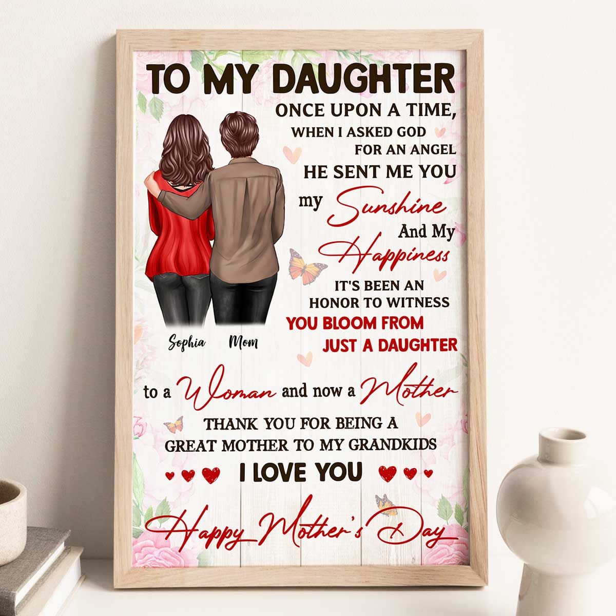 Watching You Be A Mom Happy Mother's Day From Mom Personalized Canvas, Mother's Day Gift For Daughter