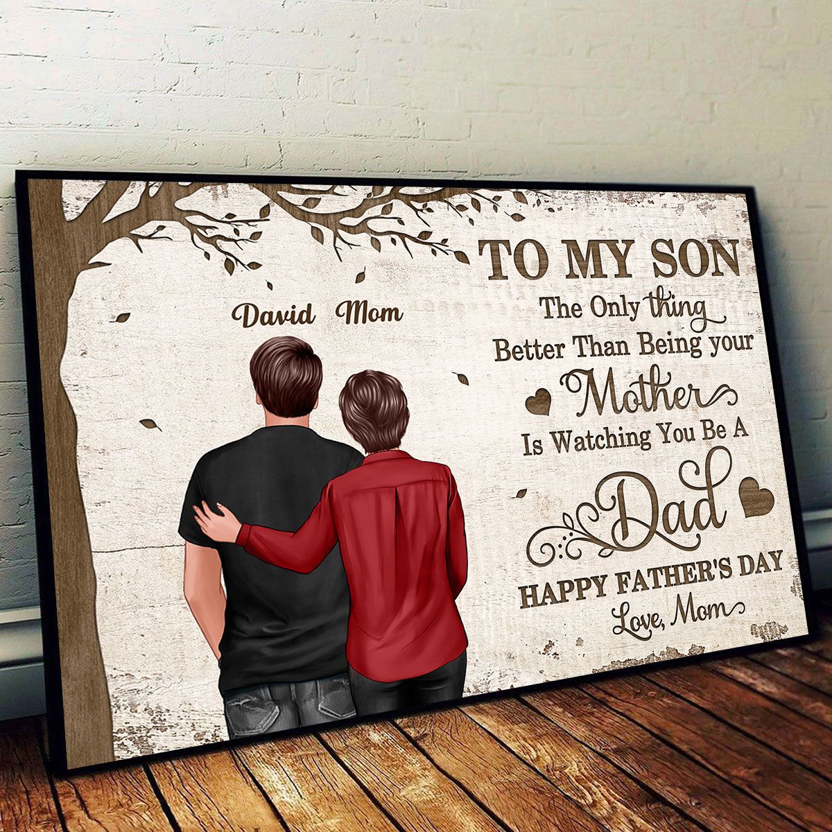 Under Tree To My Son From Mom Happy Father's Day Personalized Canvas