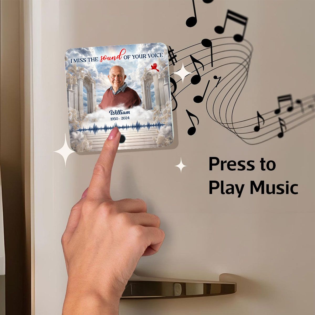 Heaven Gate Custom Photo Personalized Music Fridge Magnet, Memorial Keepsake, Remembrance Gift