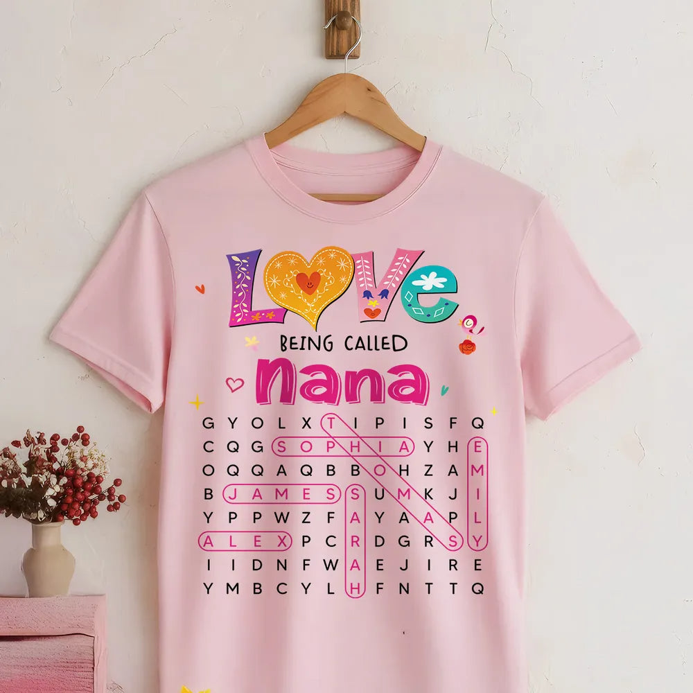 Love Being Called Grandma Colorful Word Search Puzzle - Personalized Shirt - Mother's Day Gift For Grandma Mom