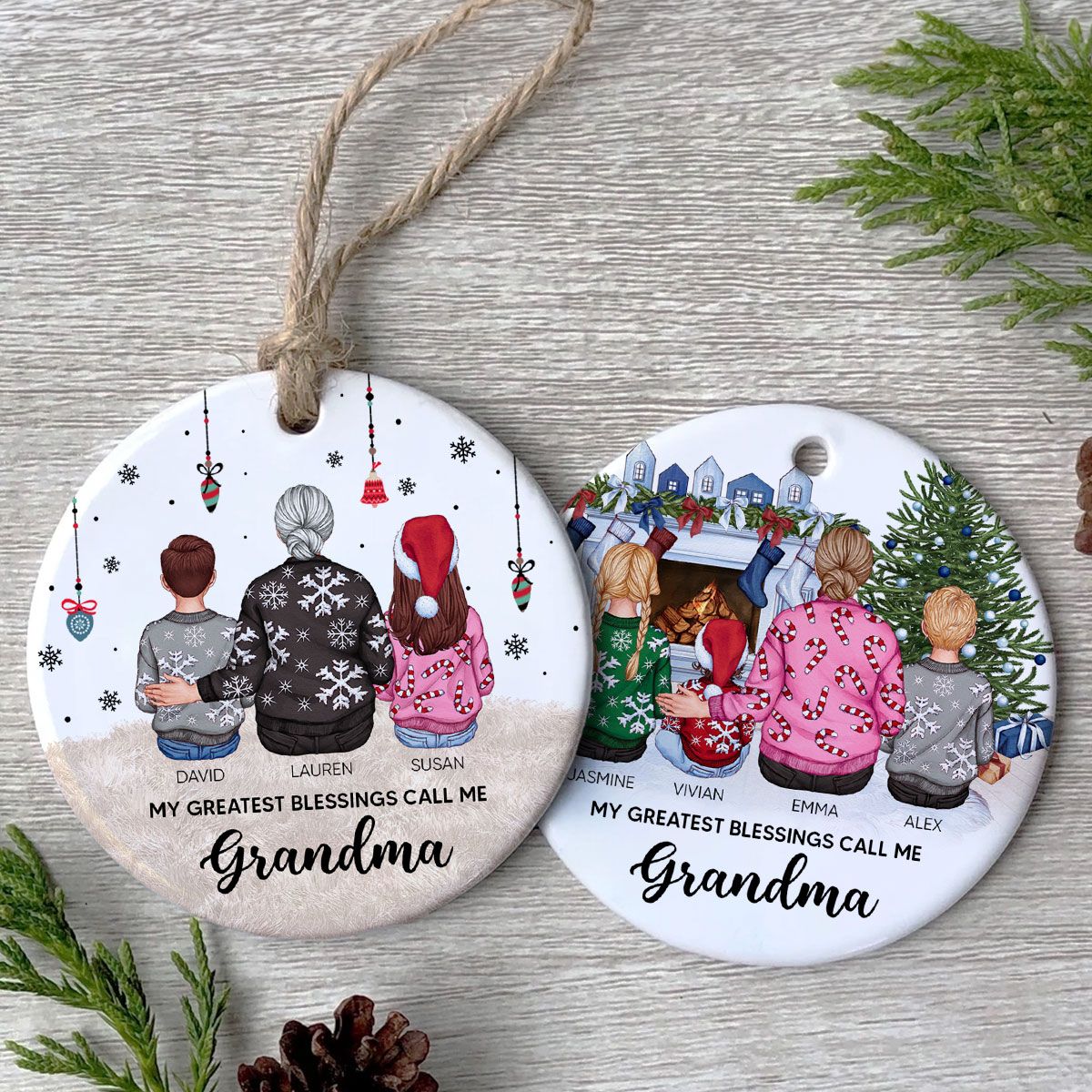Personalized Grandma Ornament Christmas Gift from Grandkids, Gift for Grandma Mimi Gigi Abuela