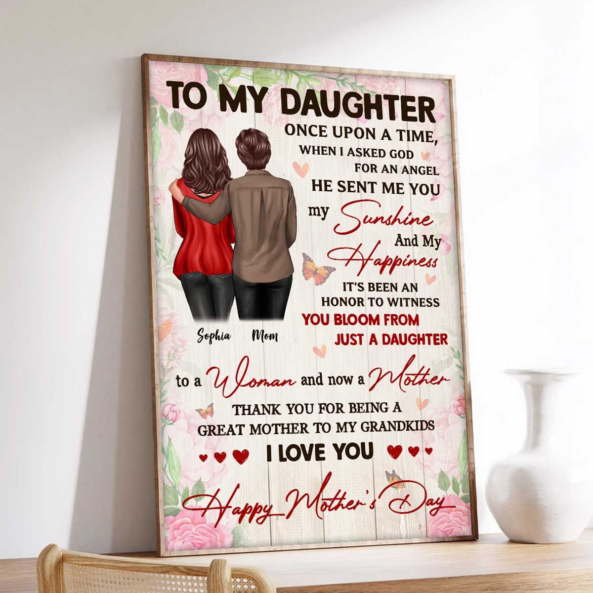 Watching You Be A Mom Happy Mother's Day From Mom Personalized Canvas, Mother's Day Gift For Daughter